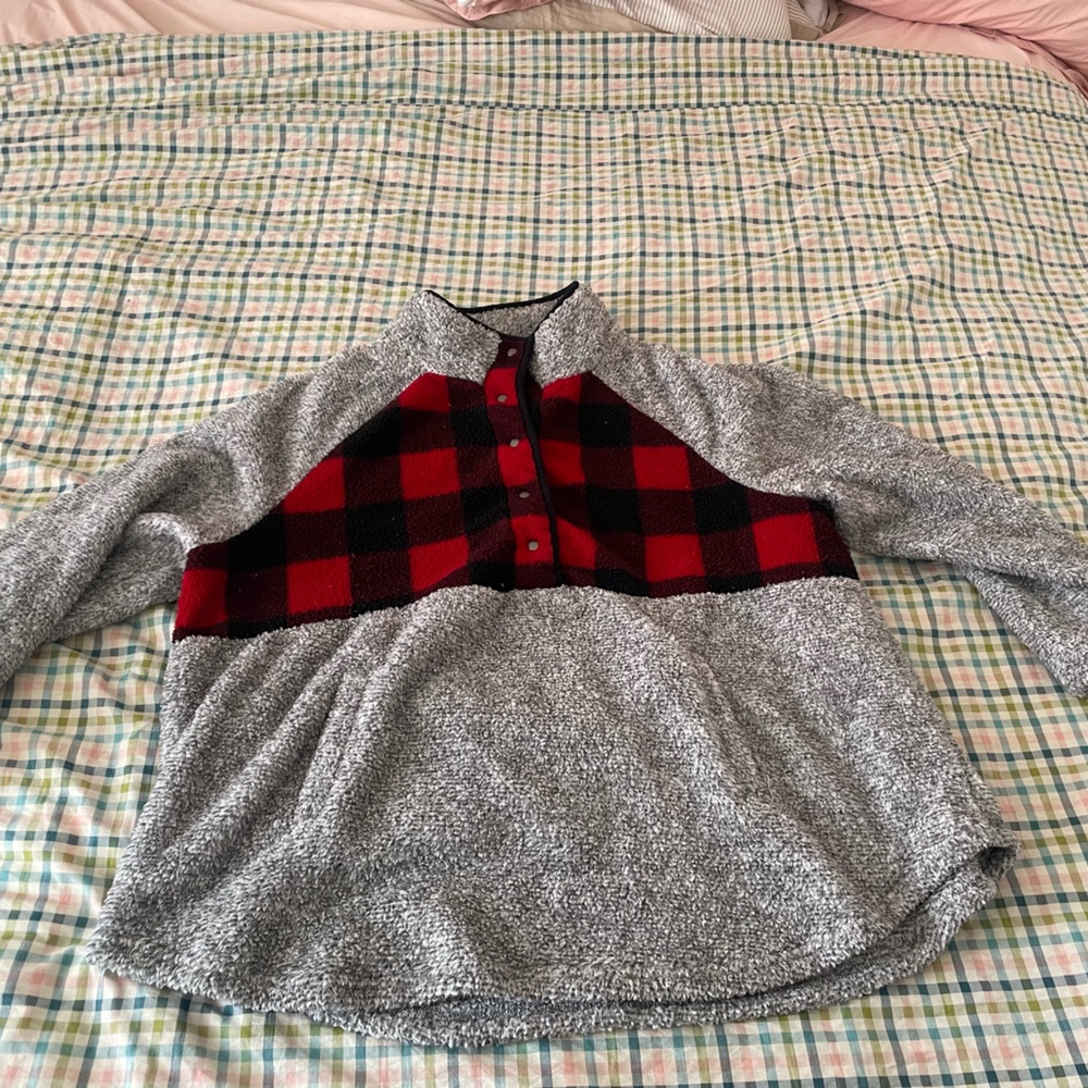 Maurices Gray and Red Teddy Jacket